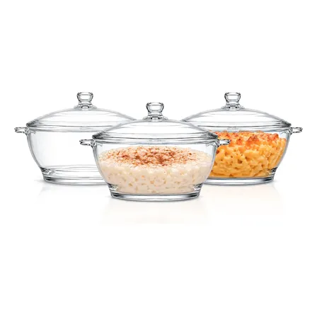 Kit 3 Travessas Assadeira Tigela Terrina Redonda Servir 1l