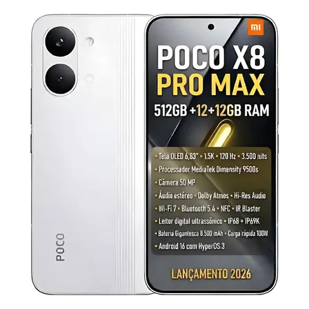 Xiaomi Poco X8 Pro Max 12gb +12gb Ram 512gb Global C/ Ip69 Branco