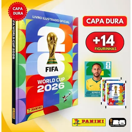 Álbum Capa Dura Da Copa Do Mundo Fifa 2026 + 14 Figurinhas