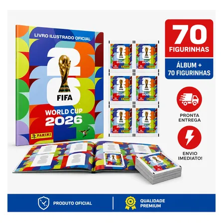 Kit Album Copa Do Mundo Fifa 2026 Com 70 Figurinhas
