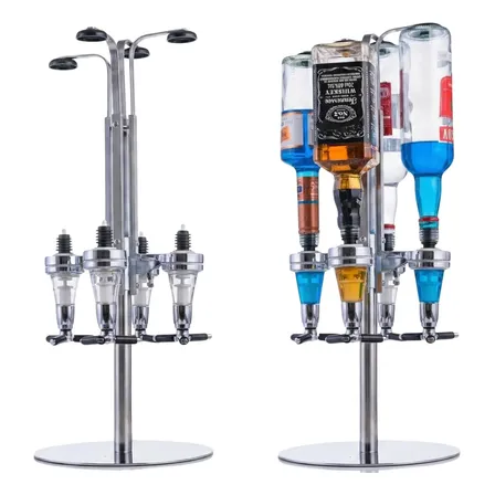 Porta Bebidas Dispenser Giratório 4 Garrafas Dosador Inox