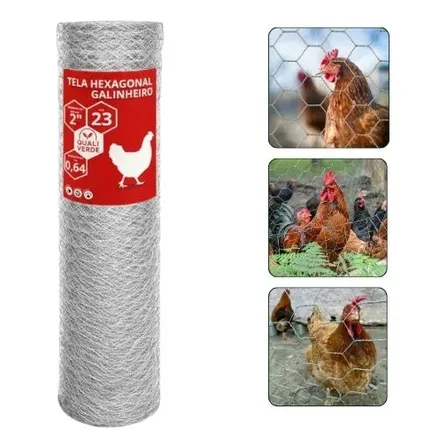 Tela Galinheiro 1,50x50m Fio 23 Para Horta Quintal Rural Prateado