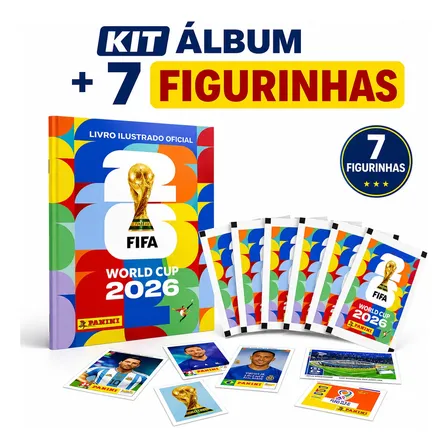 Álbum Copa Do Mundo 2026 Oficial + 7 Figurinhas Capa Mole