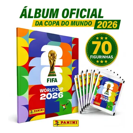 Álbum Copa Do Mundo 2026 + 70 Figurinhas Capa Mole Panini