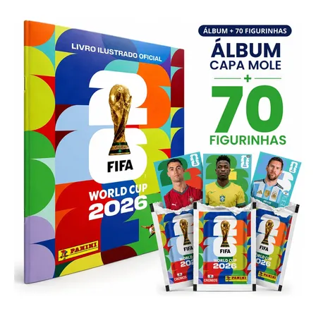 Álbum Copa 2026 Panini Capa Mole + 70 Figurinhas Oficiais