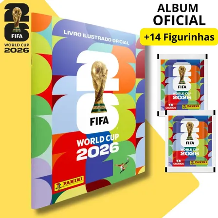 Álbum Copa Do Mundo Fifa 2026 + 2 Pacotes 14 Figurinhas