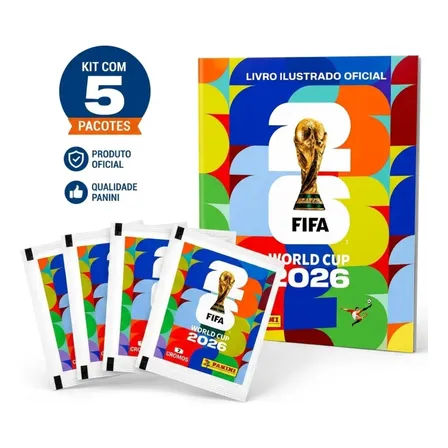 Álbum Copa Do Mundo 2026 + 35 Figurinhas (5 Envelopes)