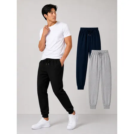 Kit 2 Calças Jogger Masculina Moletom Premium Slim Bolso Top