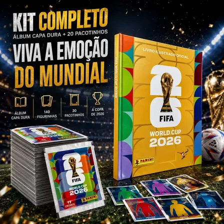 Kit Álbum Capa Dura Ouro + 140 Figurinhas - Copa Do Mundo 26