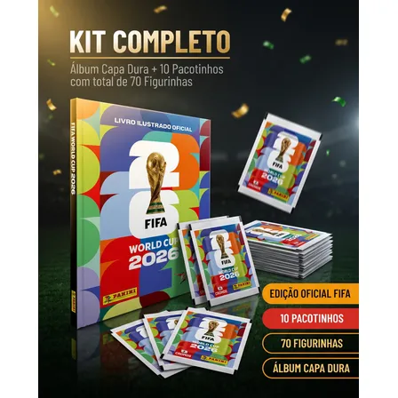 Kit 70 Figurinhas + Álbum Copa Do Mundo Fifa 2026 Panini