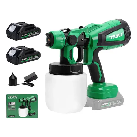 Pistola De Pintura Elétrica 2 Baterias Ryoku Portátil 1000ml