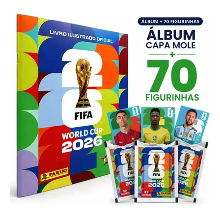 Kit Album Copa Do Mundo Fifa 2026 Capa Mole + 70 Figurinhas