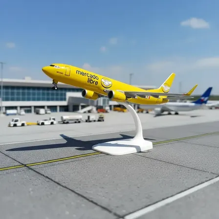 Avião Miniatura Avião B737 Max Mercado Livre Amarelo 20cm