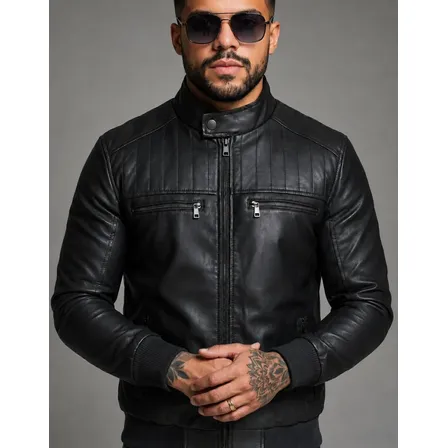 Jaqueta Couro Masculina Motoqueiro Impermeavel Inverno Frio