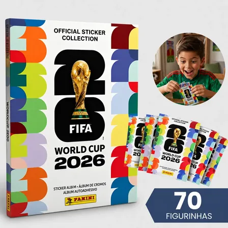 Álbum Copa Do Mundo 2026 Capa Dura Fifa + 70 Figurinhas