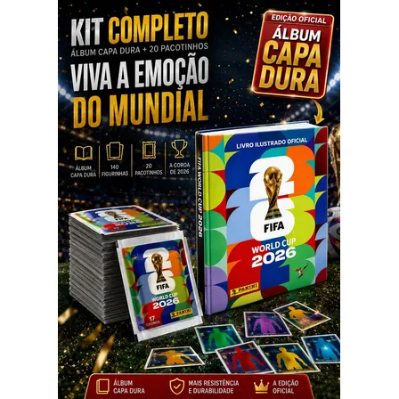 Álbum Copa Capa Dura + 140 Figurinhas Kit Oficial Copa 2026