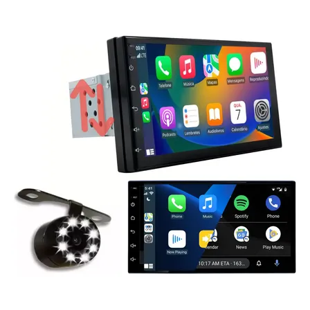 Central Multimidia Mp10 Carplay Android Auto 1 Din Câmera Ré