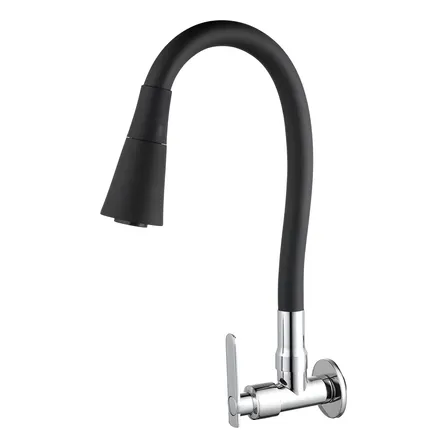 Gourmet Luxo Cozinha Flexível Parede 2 Bocal Pia, Preto Torneira De Parede Preta Fosco