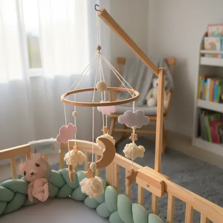 Suporte Mobile Infantil Madeira Altura Regulável Berço Bebê