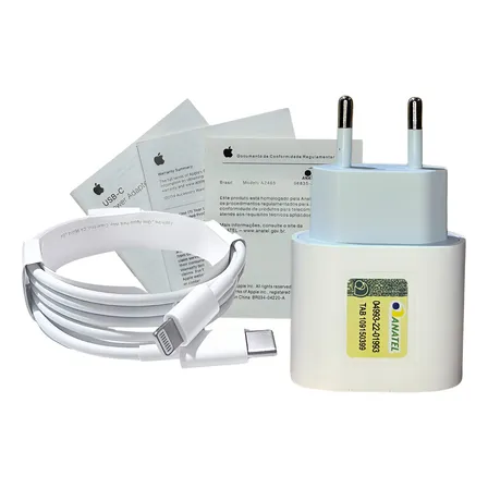 Carregador 20w Apple + Cabo Tipo C Lightning (1m) Original