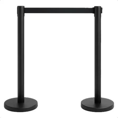 Pedestal Organizador Fila Preto Fita 2m Retrátil Preto Kit 2