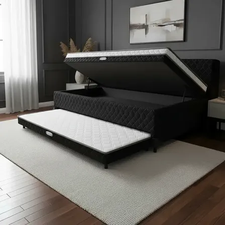 Bicama Box Baú Solteiro C/ Colchão De Espuma + Cama Auxiliar