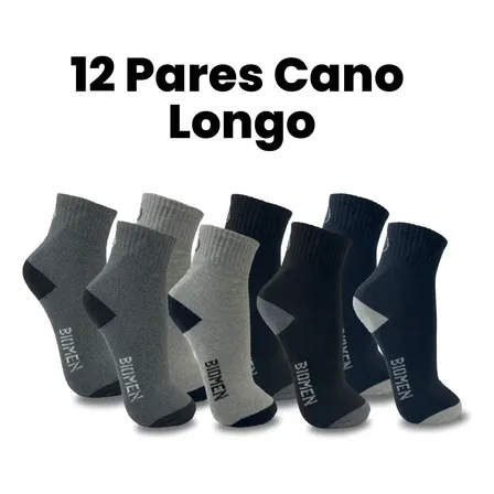 Kit 12 Pares Meia Masculina Cano Longo Men