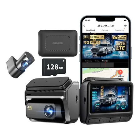 Câmera Veicular Ddpai Z60 4g Visualização Remota 4k App Adas