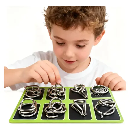 Kit 8 Quebra Cabeça Metal Enigma Desafio Puzzle Divertido