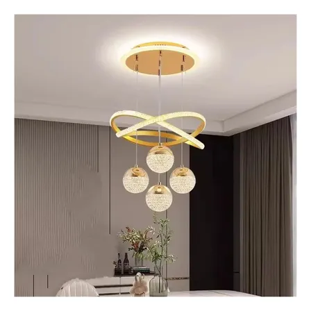 Lustre Pendente Led 40w Moderno 3 Em 1 Dourado