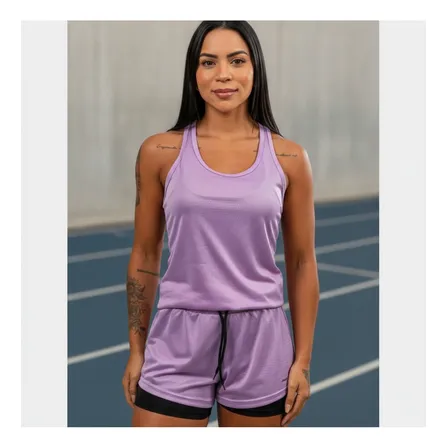 Conjunto Fitness Feminino Academia Regata + Short 2em1 Duplo