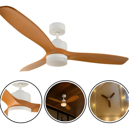 Ventilador De Teto Moderno 3 Pás Elegant Branco Marfim Led