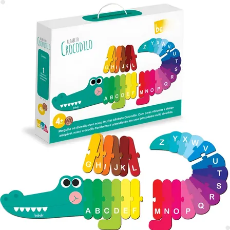 Quebra Cabeça Infantil Alfabeto Crocodilo 26 Letras Autismo