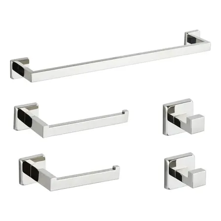 Kit 5 Conjunto Acessorios Suporte Banheiro Lavabo Inox 304