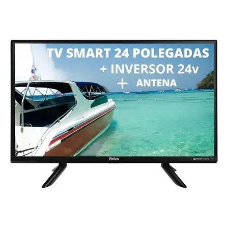 Tv Smart 24'' Incluso Inversor 24v+antena Caminhão Van Carro