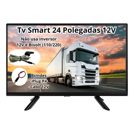 Smart Tv Digital 24 Polegadas 12v Caminhão Led Hd 120v/220v