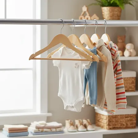 Kit 20 Cabides De Madeira Marfim Com Verniz Infantil