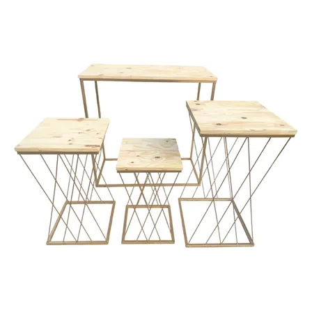4 Mesa De Ferro Teia Quadrada P/ Decoração Festa Aniversario