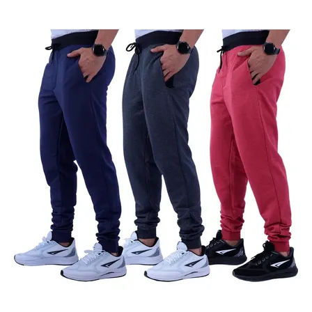 Kit 3 Calças Moletom Masculinas Jogger De Marca