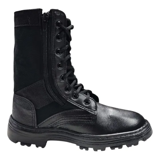 Coturno Militar Masculino Bota Couro Segurança Zíper Lateral