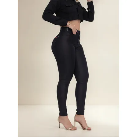Calça Jeans Feminina Cintura Alta Hot Pants Elastano Lycra