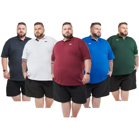 Kit Com 10 Camisa Polo Pluz Size Botao De Madeira Oferta