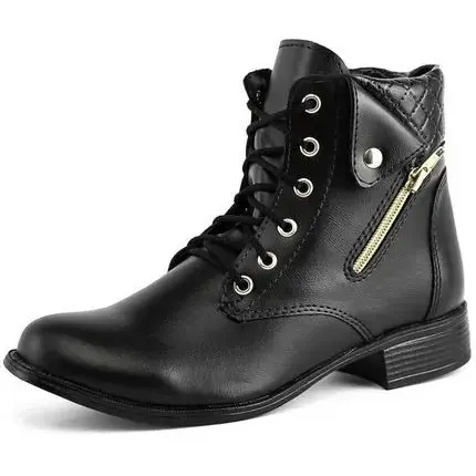 Bota Feminina Cano Curto Médio Coturno Zíper Exclusiva 201