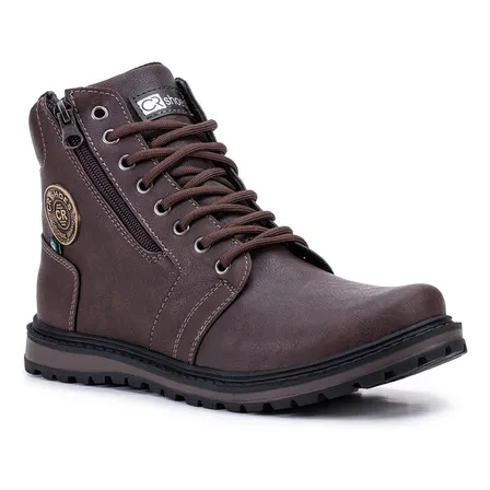 Bota Coturno Crshoes Masculino Branco Com Zíper 9013
