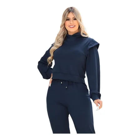 Conjunto Feminino Calça E Blusa Moletom Moletinho Inverno
