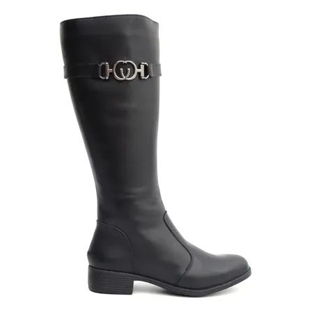Bota Feminina Em Couro Legitimo Montaria Cano Alto Detalhe