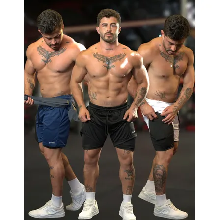 Kit 3 Shorts Duplo 2 Em 1 Com Bolsos Bermuda Academia Treino