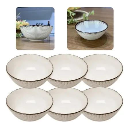 Jogo 6 Bowl Cumbuca De Cerâmica Multiuso Azul 16x7cm Lyor