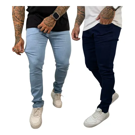 Kit 2 Calças Jeans Masculina Skinny Slim Com Elastano