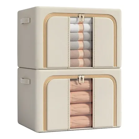Kit 2 Caixa Organizadora Grande Roupas Coberta Toalha Lençol